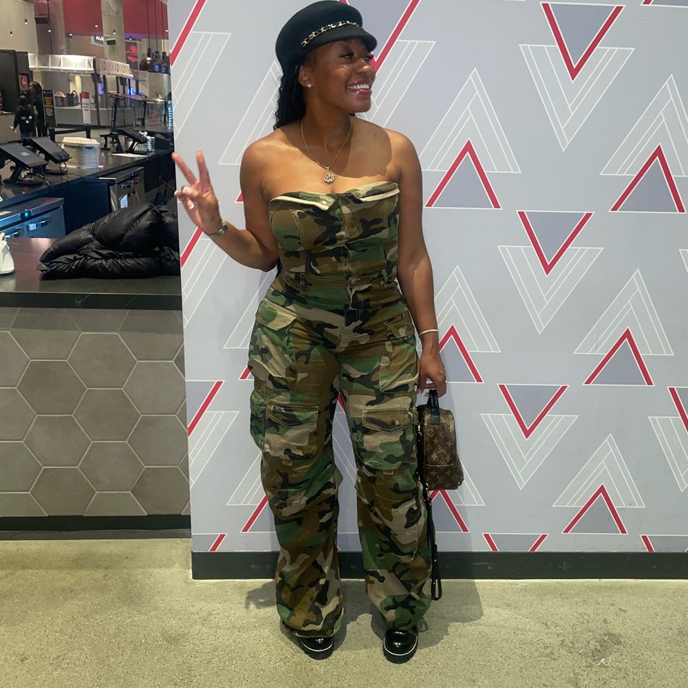 Brand new camo cargo jumpsuit